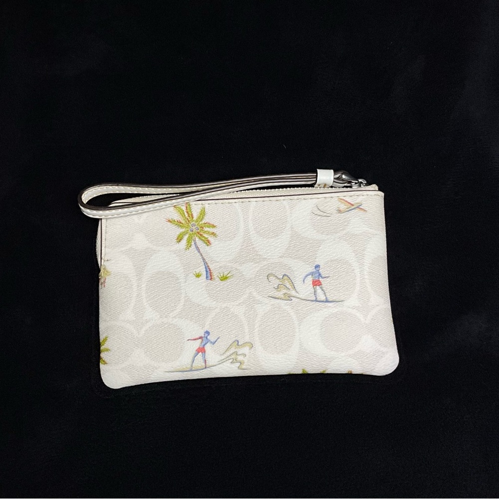 Coach Cream Wristlet with Tropical Design - Picture 2 of 5